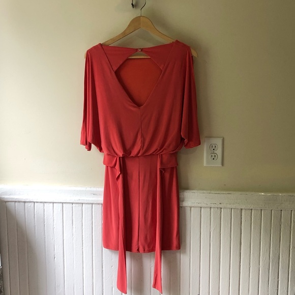 Coral Dolman Dress with a Bow in the Back - Picture 5 of 8